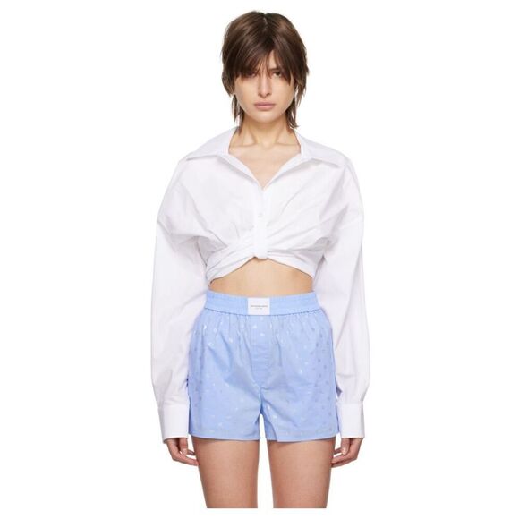 T by ALEXANDERWANG White Gathered Shirt 100% Cotton NWT Size 2 - Picture 1 of 9